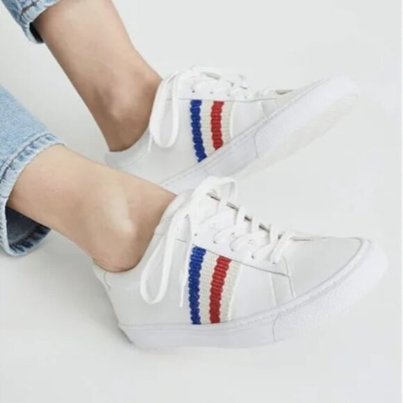 Loeffler Randall Sneakers with Red and Blue Stripes - Picture 1 of 6